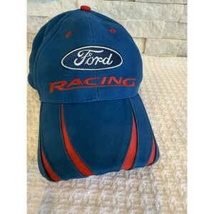Ford Racing NASCAR Adjustable Hat Blue Red Embroidered Strapback Cap Licensed
